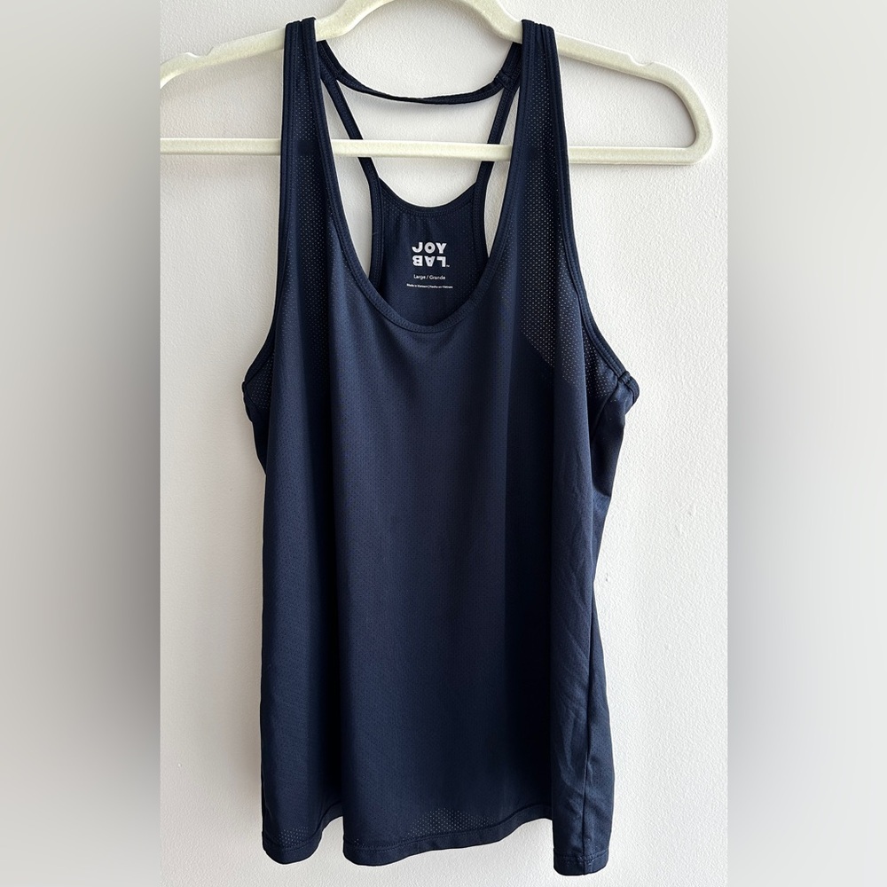 JoyLab Navy Blue Mesh Activewear Racerback Tank Top, Size Large